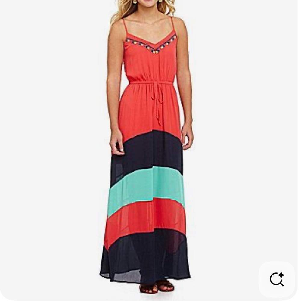 Gianni Bini Vibrant Y2K Colorblock Maxi Dress XS